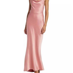 Alice + Olivia Satin Cowlneck Gown - Rose Pink, Size 4
